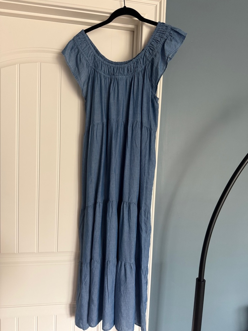 Light Blue Maxi Peasant Dress LOFT